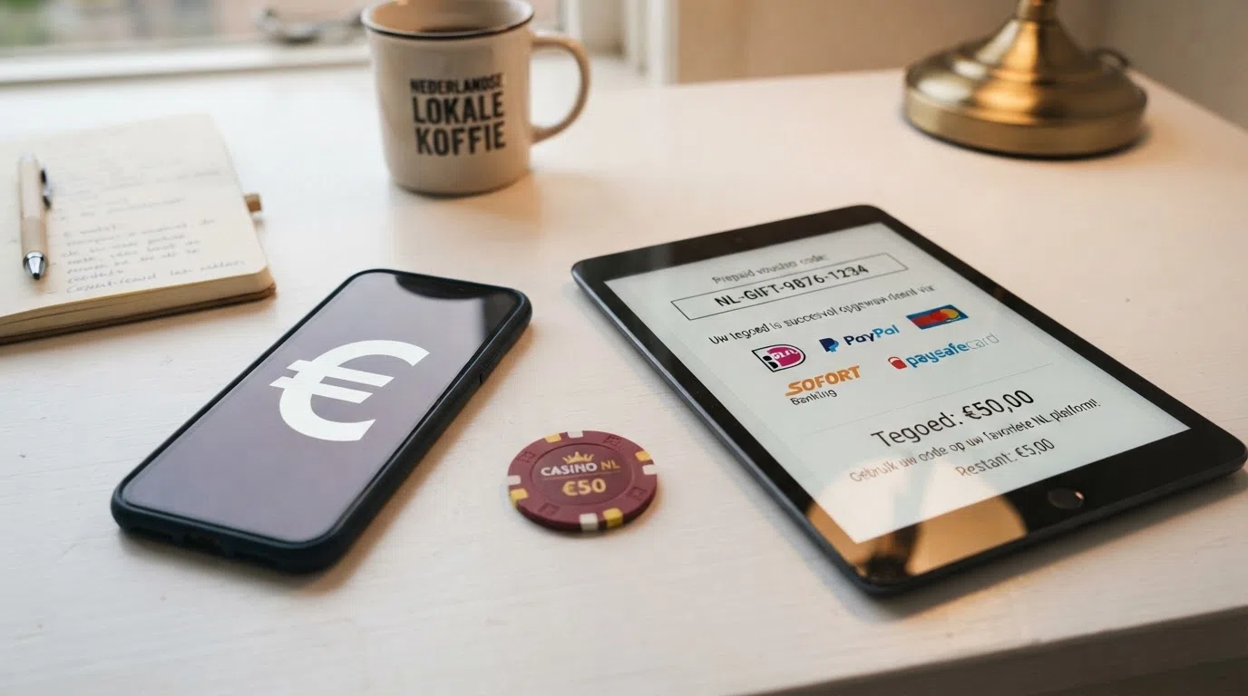 Een smartphone met het iDEAL-betaalscherm, daarnaast de logo's van Paysafecard, Skrill en Trustly.