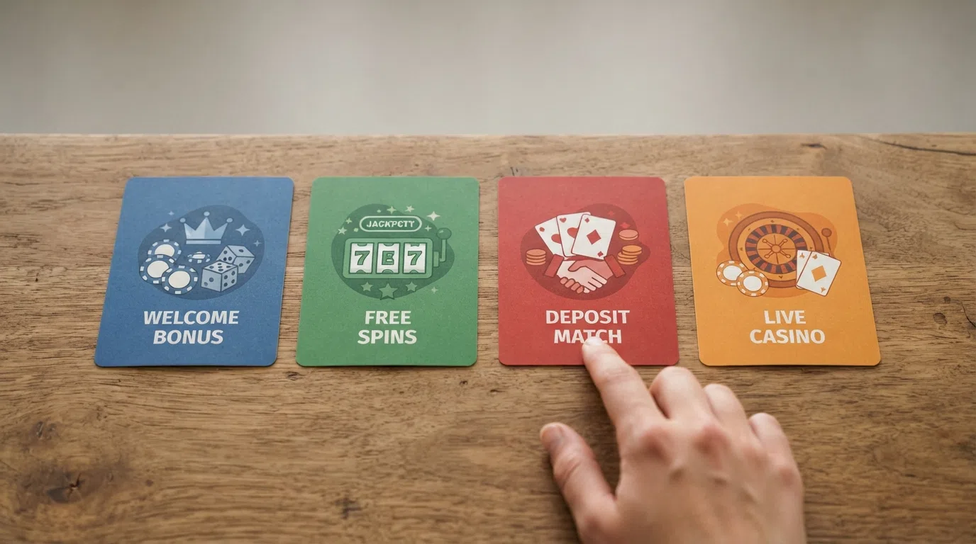 Vergelijkingskaarten van Nederlandse online casino's met hun welkomstaanbod naast elkaar