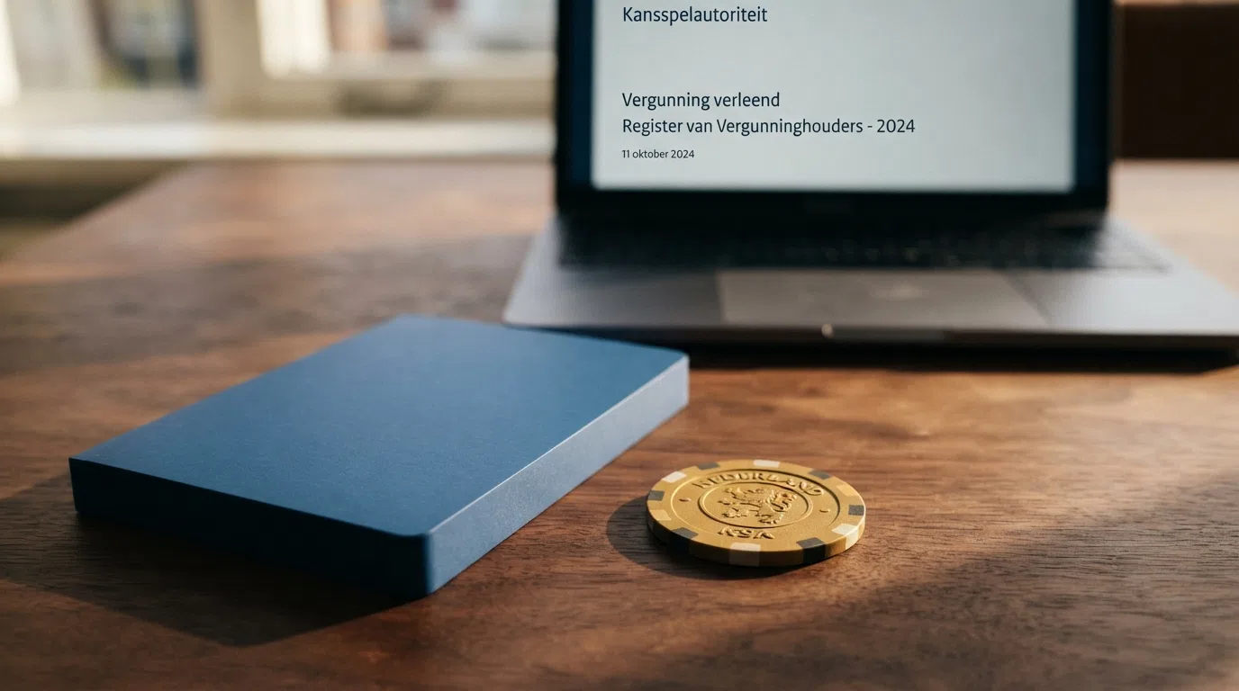 Het Kansspelautoriteit-logo naast een Nederlandse identiteitskaart en het Cruks-registratiescherm.