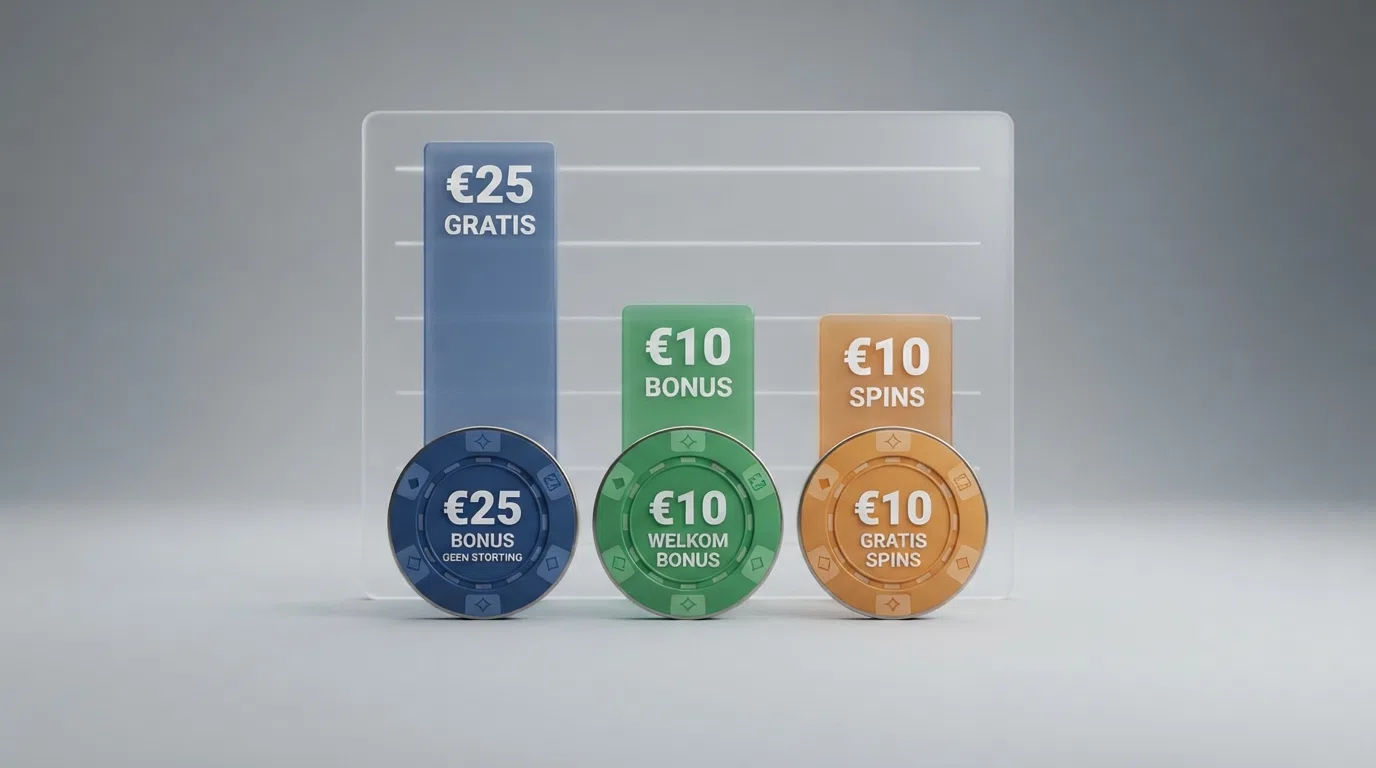 De drie Nederlandse online casino's met een no deposit bonus — Kansino, TOTO Casino en One Casino — naast de zeven aanbieders met een stortingsgebonden welkomstaanbod